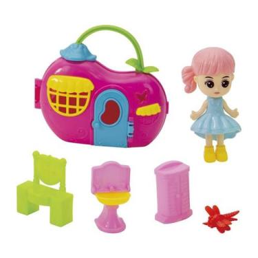 Imagem de Mini Maleta que vira Casa Boneca Infantil Móveis Acessórios - Pimpi