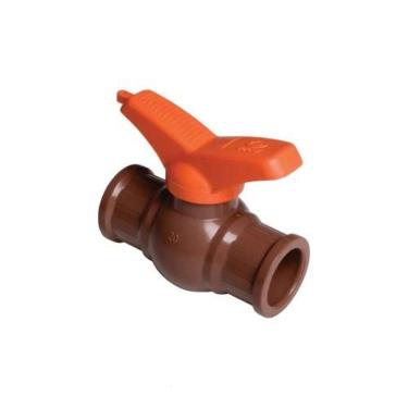 Imagem de Registro Esfera Borboleta Soldável 40MM PVC Marrom Vedação Perfeita Socel