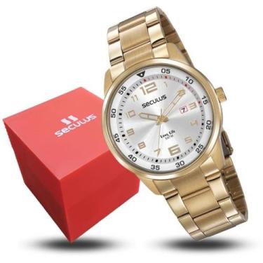Imagem de Relogio Seculus Masculino Long Life Dourado Resistente 5ATM