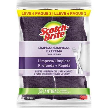 Imagem de Esponja de Limpeza Scotch Brite Extrema Fibras Ultrafortes Roxa 4 Unid