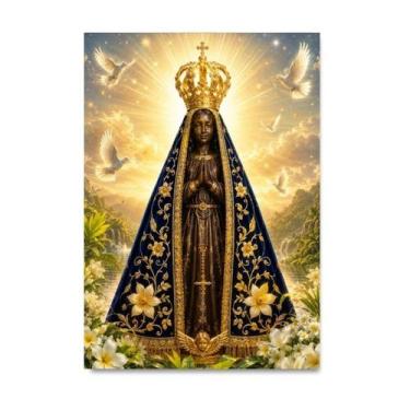 Imagem de Placa Decorativa Nossa Senhora Aparecida Brasileira com Luz Divina 15x