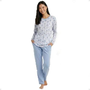 Imagem de Pijama Feminino Longo Inverno Malha Pv Rosastyl P ao GG Cor:AzulTamanh