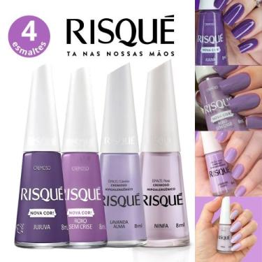 Imagem de Kit Esmaltes Risqué Tons Roxo Lilás Azul Esmalte Atacado Nova Coleção,