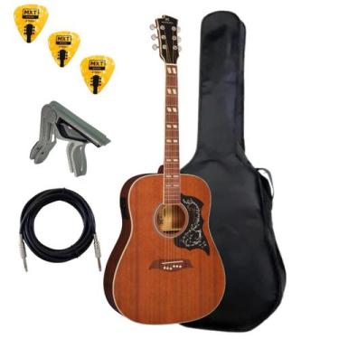 Imagem de Kit Violão Folk Elétrico Michael Galaxy Vm925dt C/Capa Capotraste Afin