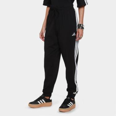 Imagem de Calça Adidas Single Jersey 3 Listras Feminina, Preto, GG