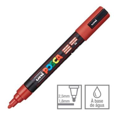 Imagem de Caneta Posca Marcador PC-5M Vermelho Rubi 56 Uni-Ball - Uni Ball