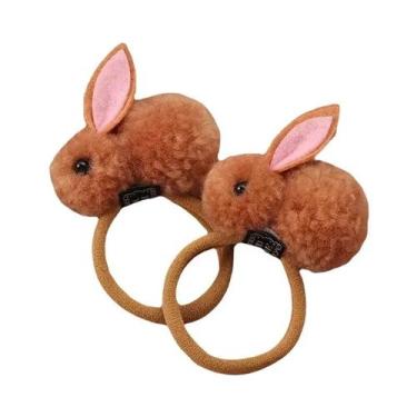 Imagem de Elásticos De Cabelo Com Orelhas De Coelho Peludas Para Meninas, 2 Peça
