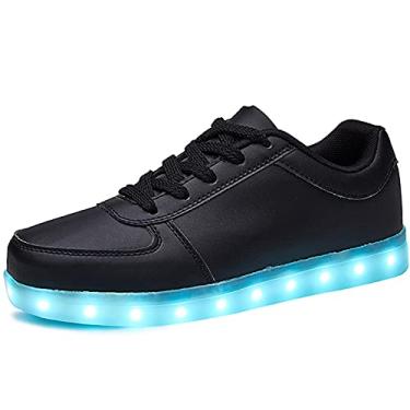 Imagem de Tênis de dança Sanyes USB com luz de carregamento e sapatos esportivos de LED, Preto, 7.5 Women/6 Men