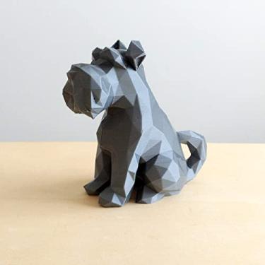 Imagem de Cachorro Schnauzer Decorativo - 10 Cm Altura -Toque 3D Cor: Cinza