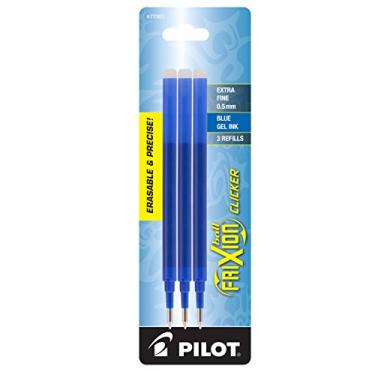 Imagem de Pilot, Refil de tinta gel FriXion Ball para canetas apagáveis, ponta extrafina de 0,5 mm, pacote com 3, azul