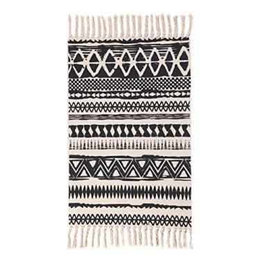 Imagem de Tapetes Boho para sala de estar, pequenos tapetes de tecido de algodão com borla, tapete boêmio vintage de fazenda, tapetes laváveis para cozinha, banheiro, quarto, lavanderia, entrada interna 60 x 90