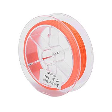 Imagem de Keenso Linha de pesca de 50 metros, linha trançada de 8 fios resistente ao desgaste, portátil, sem cera, linha de pesca trançada para truta robalo peixe de água doce, 9 kg (laranja)