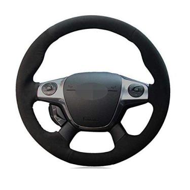 Imagem de SAXTZDS Capa de volante de couro para carro "faça você mesmo", adequada para Ford KUGA Escape 2013 a 2016 Focus 3 2011 a 2014 C-MAX 2011 a 2018 Transit 2013 a 2014