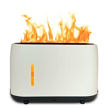 Imagem de Umidificadores de névoa descolada para quarto, difusor de óleo essencial para aromaterapia com luz noturna de chama, umidificador de atomização silencioso para quarto de bebê escritório com ar condicionado (branco)