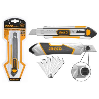 Imagem de Estilete 18,0Mm Ingco Emborrachado C/ 6 Laminas