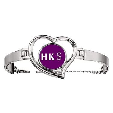 Imagem de N/A N/A Bracelete China Hong Kong símbolo da moeda HKD pulseira coração joia pulseira de arame, medium, metal