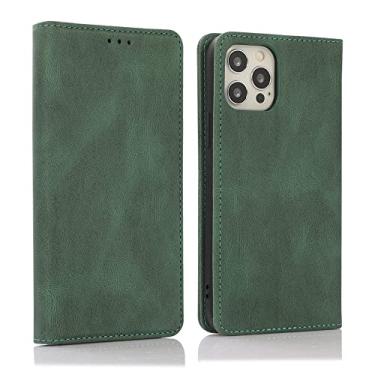 Imagem de Capa para iPhone 12 Mini/12/12 Pro/12 Pro Max, Capa carteira flip de couro PU com suporte para cartão com suporte magnético fivela e proteção de câmera à prova de choque TPU interna, verde, 12 Pro 15,1 cm