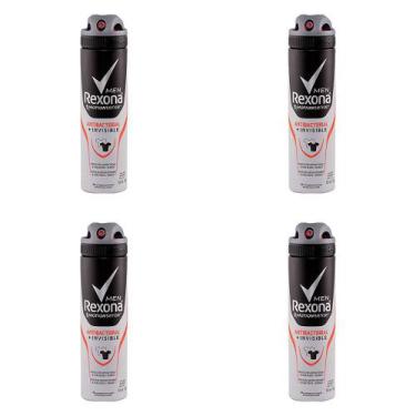 Imagem de Kit 4 Und Desodorante Spray Rexona Men Antibacterial Invisible 48H 90G