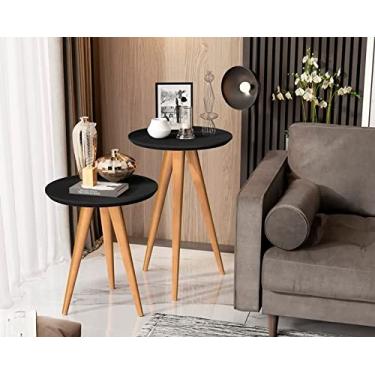 Imagem de Conjunto 2 Mesas Retrô Pés Palito Lateral e Apoio PARIS - Preto - Comprar Móveis em Casa