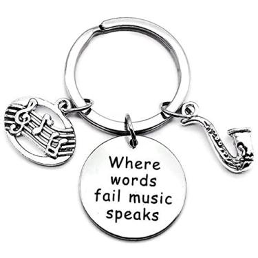 Imagem de Chaveiro de saxofone, nota musical, instrumento musical, professor, aluno, presente, músico, chaveiro de saxofone