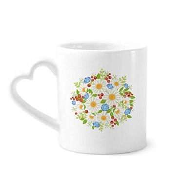 Imagem de Caneca de café de cerâmica com folhas de crisântemo brancas e flores