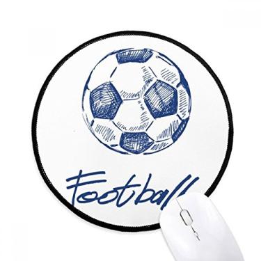 Imagem de Tapete de mouse simples de desenho animado futebol padrão azul desktop escritório tapete redondo para computador