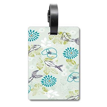Imagem de Folhas de peixe flor azul animal mala etiqueta bagagem cartão pendurado etiqueta, Multicolorido.