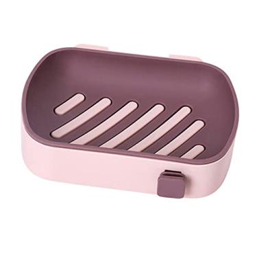 Imagem de ＫＬＫＣＭＳ Saboneteira com para chuveiro, estojo para sabonete de camada dupla montado na parede, para escritório, casa de banho, dormitório, banheira, ROSA