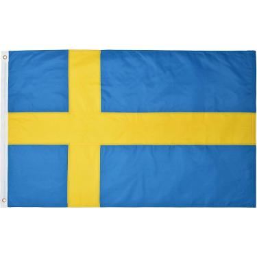 Imagem de Bandeira sueca de nylon premium Green Grove Products Sweden 3 'x 5 'Ft 210D bordada para uso externo