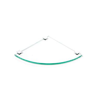 Imagem de Porta Shampoo de Canto Curvo em Vidro Incolor Lapidado - Aquabox - 20cmx20cmx8mm