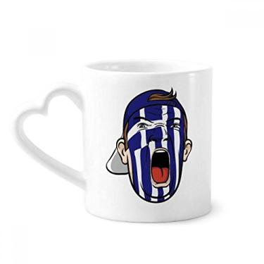 Imagem de Bandeira da Grécia Máscara Facial Maquiagem Cabeça Gritando Caneca Café Cerâmica Copo de Vidro Coração