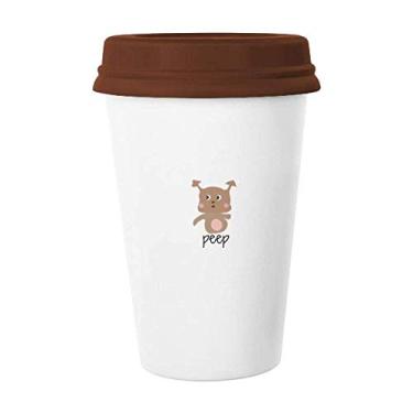 Imagem de Caneca moderna de presente com ícone de figura de veado Peep Art Deco Caneca de café bebendo vidro cerâmica copo tampa
