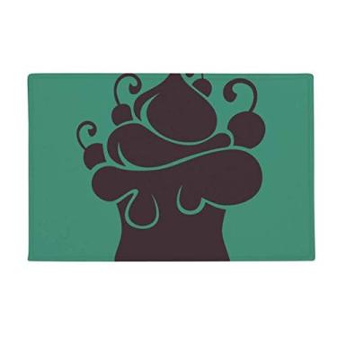 Imagem de DIYthinker Tapete de porta de banheiro antiderrapante com contorno de sorvete de frutas pretas