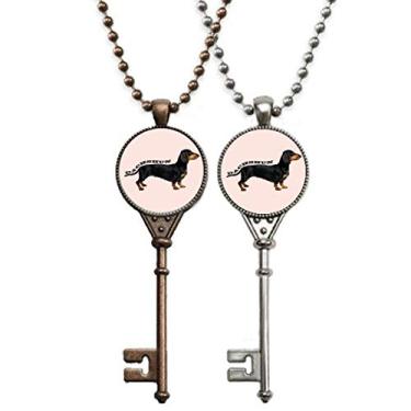 Imagem de OFFbb-USA Dachshund Body Shape Pet Art Deco Presente Fashion Chaveiro Pingente Joias Decoração Casal