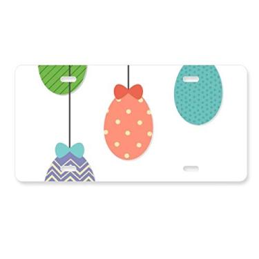 Imagem de DIYthinker Etiqueta de aço inoxidável para decoração de placa de licença de ovos coloridos para festivais de religião da Páscoa