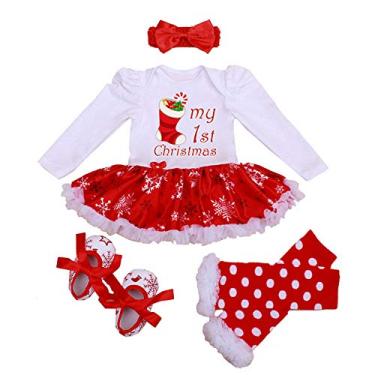 Imagem de Bota feminina para bebês recém-nascidas Winvery, macaquinho de natal, roupa de tutu, faixa de cabeça, calçado para aquecer as pernas, Shoes, 0-3 Months