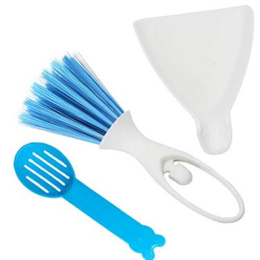 Imagem de Pacote com 3 Hamster Dustpan and Broom Set Mini Guiné-Porco Design Dançarino Branco Besom Chinchillas Sweeper Cavy Cage Clean Hedgehogs Scooper para Animais Pequenos (azul)