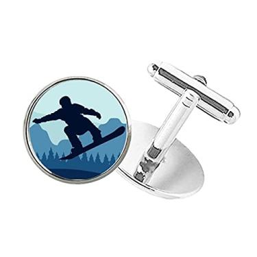 Imagem de DIYthinker Terno e botas de esqui com estampa esportiva de inverno e abotoaduras com clipe de botão redondo