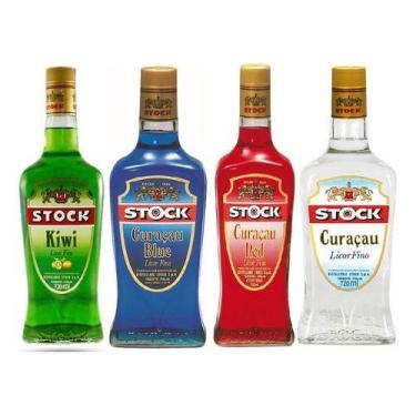 Imagem de Kit Licor Stock - Curaçau, Curaçau Blue, Red, Kiwi 720ml Cada