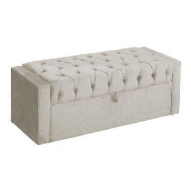 Imagem de Báu Calçadeira Emma 195cm Suede Bege - Vallisa Decor
