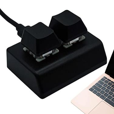Imagem de Teclado Mecânico, teclado de 2 teclas | Teclas de macro de programação Interruptor vermelho atualizado retroiluminado com cabo USB tipo C de 4,9 pés Thaely