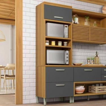 Imagem de Paneleiro Torre Quente 2 Portas 1 Gaveta Princesa Nesher Móveis Freijó/Grafite