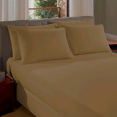 Imagem de Lencol Casal Malha Lisa com Elastico Vivaldi - Fio 30 Penteado - 100% Algodao (Creme de Avela)