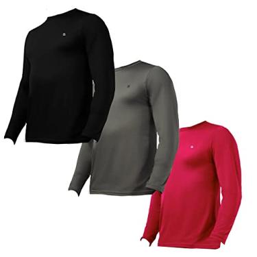 Imagem de Kit 3 Blusa Masculina Termica Plus Size Proteção Uv 50+ (preto-cinza-pink, G6)