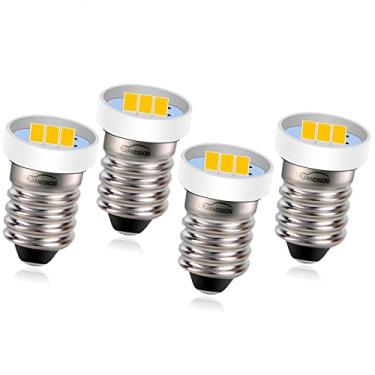 Imagem de Ruiandsion Lâmpadas de LED E10 6 V em miniatura para lanterna de faróis, luzes de trabalho para bicicleta, branco quente (pacote com 4)