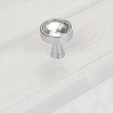 Imagem de 1 peça, puxador de armário de liga de zinco, maçanetas de porta de simplicidade moderna, puxadores de móveis de diamante redondo, puxadores de gaveta de furo único, vidro de cristal transparente, com