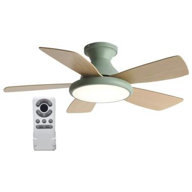 Imagem de Ventiladores De Teto Com Luzes E Controle Remoto, Ventilador De Teto Moderno Com Lâminas De Madeira, Ventilador De Teto Com Luz Brilhante, Silencioso (Color : Style 2, Size : 42in)