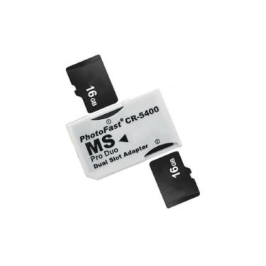 Imagem de ZEZEFUFU Micro SD/TF para Memory Stick MS Pro Duo Adaptador de haste curta Conversor de cartão de slot duplo para PSP