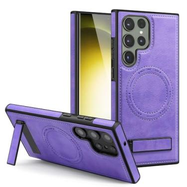 Imagem de Lunivop Capa de couro para Samsung Galaxy S24 Ultra [compatível com carregamento sem fio Magsafe] Suporte magnético Funda para S 24 Ultra 6,8 '' 5G 2024 Rugged Best Phone Cases Light Purple