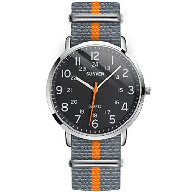 Imagem de SUNVEN Relógios de pulso masculinos pretos ultrafinos de quartzo à prova d'água com pulseira de nylon, N1002-Preto, Men